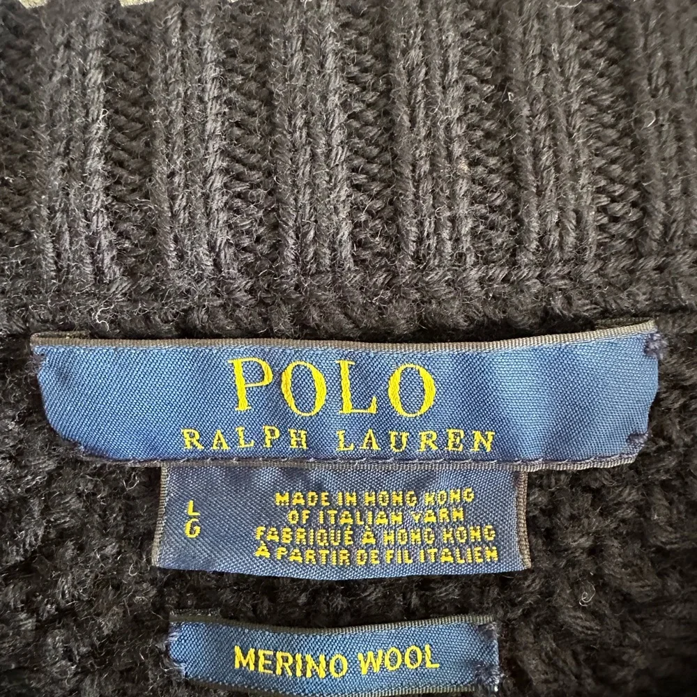 Polo Ralph Lauren Navy Cable Knit Sweater Dress - 100% Merino Wool - size L - Picture 6 of 7